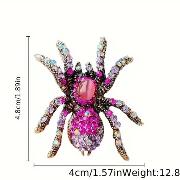Vintage inspired Purple Rhinestone Crystal Spider Fashion Pendant Brooch Pin - Picture 3 of 4